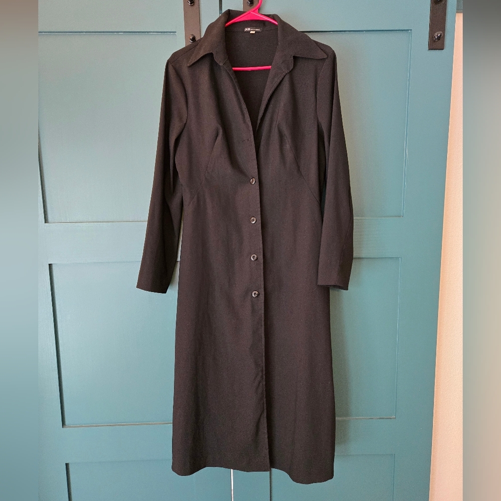 EUC 3B trench long slim coat stretchy M